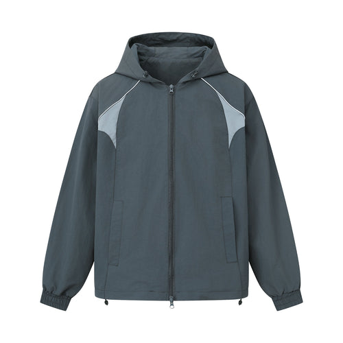 Unisex Leichtgewichtiger Boxy-Kapuzenblouson mit Zwei‑Wege‑Reißverschluss und Kordelzugsaum Shop Nory