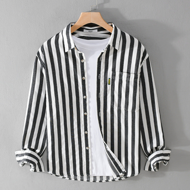 Herren Maritim-inspiriertes Streifen-Relax-Overshirt aus weichem Baumwolltwill mit aufgesetzter Brusttasche Shop Nory