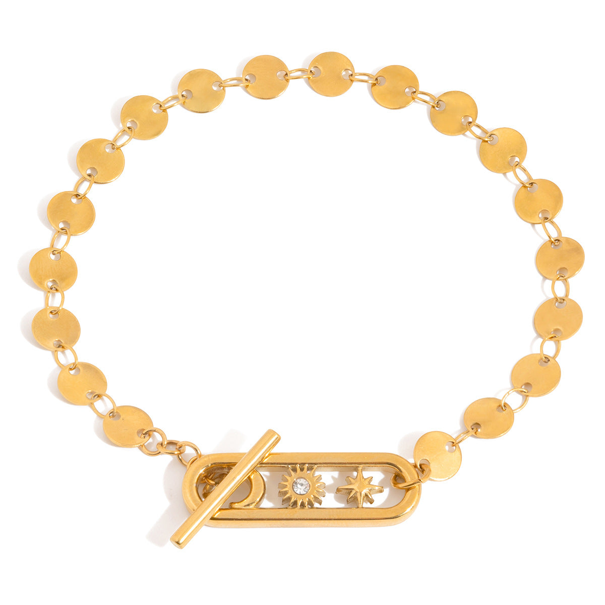 Damen Armband mit eleganten runden Anhängern aus hypoallergenem Edelstahl Shop Nory