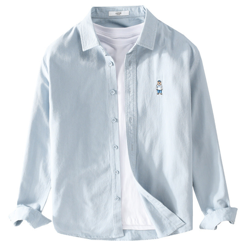 Herren Leichtes Hemd-Overshirt aus Baumwolltwill mit kleiner Figurenstickerei und kastigem Schnitt Shop Nory