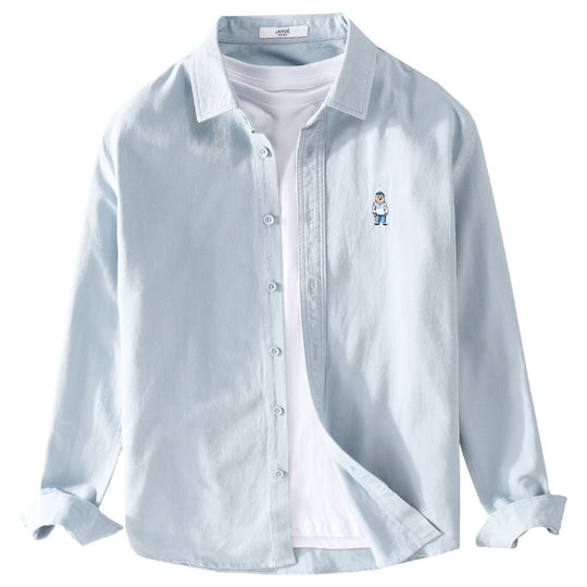 Herren Leichtes Hemd-Overshirt aus Baumwolltwill mit kleiner Figurenstickerei und kastigem Schnitt Shop Nory
