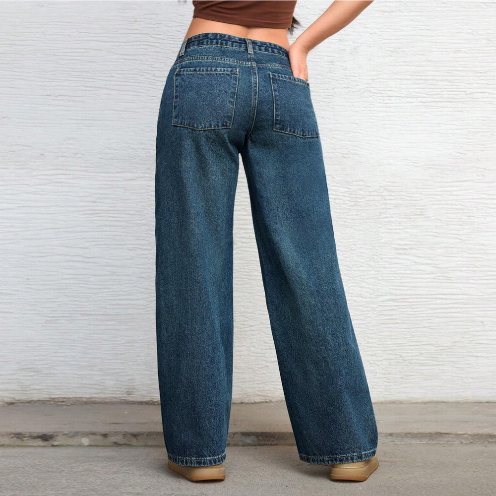 Damen Hochtaillierte weite Vintage-Denim Hose Shop Nory