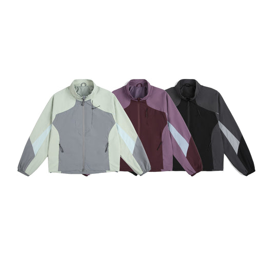 Unisex Leichte Windjacke mit hohem Kragen, Farbmix‑Paneelen und verstellbarem Saum Shop Nory