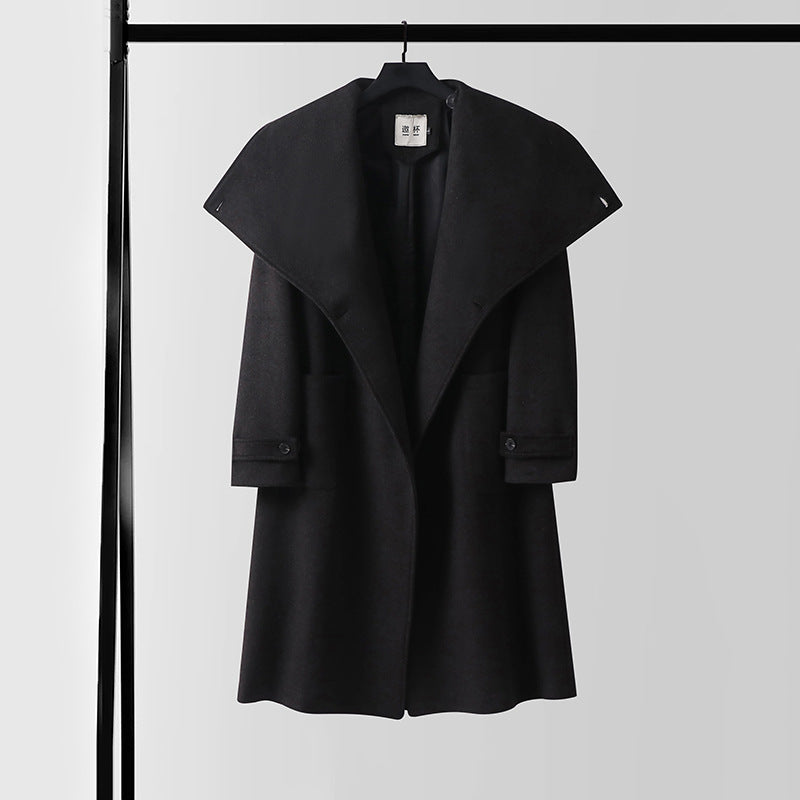 Damen Maxilanger Wollmix‑Mantel mit übergroßem Schalkragen und aufgesetzten Taschen Shop Nory