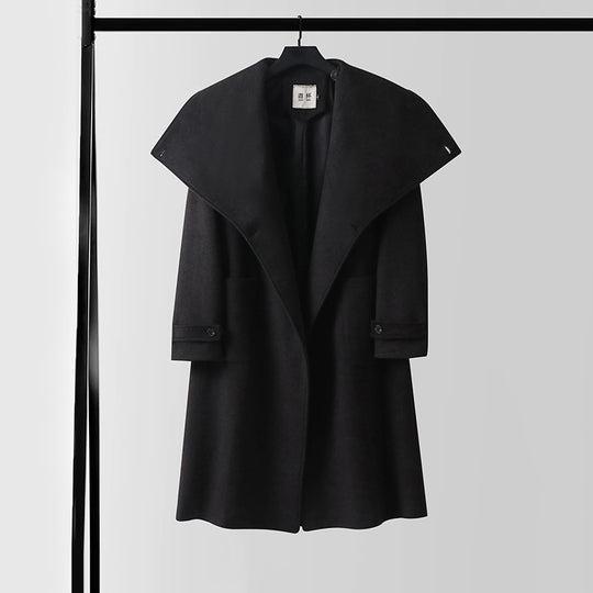 Damen Maxilanger Wollmix‑Mantel mit übergroßem Schalkragen und aufgesetzten Taschen Shop Nory