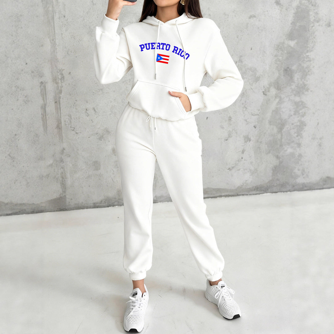 Damen nan kuscheliges Hoodie-Jogginganzug-Set mit Kapuze, Kängurutasche, soft gebürstetem Innenfutter und Mexico-Print Shop Nory
