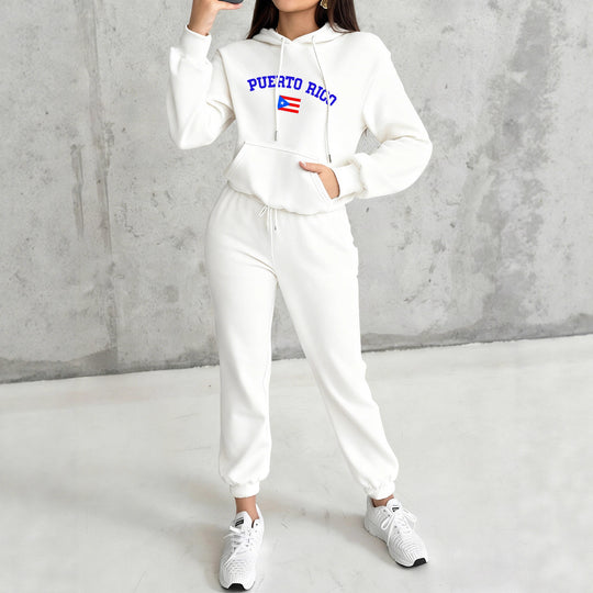 Damen nan kuscheliges Hoodie-Jogginganzug-Set mit Kapuze, Kängurutasche, soft gebürstetem Innenfutter und Mexico-Print Shop Nory