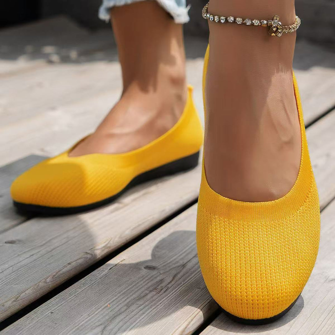Damen bequeme Textil-Ballerinas im modernen Rippendesign Shopnory