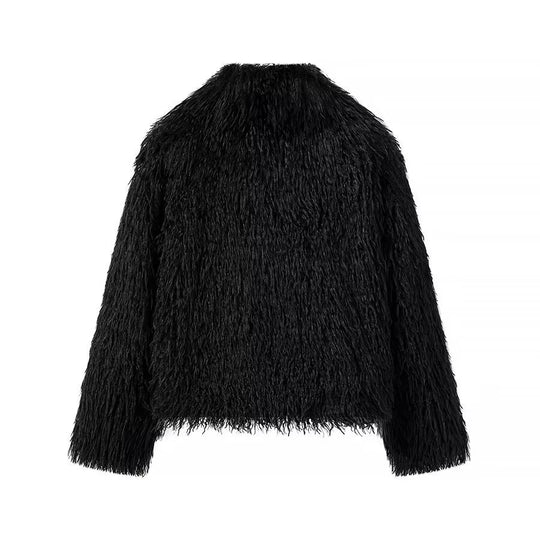 Damen Kurze Flauschige Kunstfelljacke mit voluminöser Textur Shop Nory