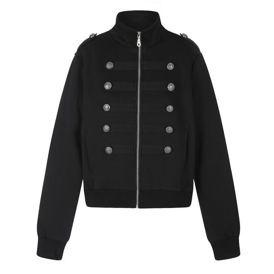 Damen Kurze Sweatjacke im Military-Stil mit Stehkragen Shop Nory