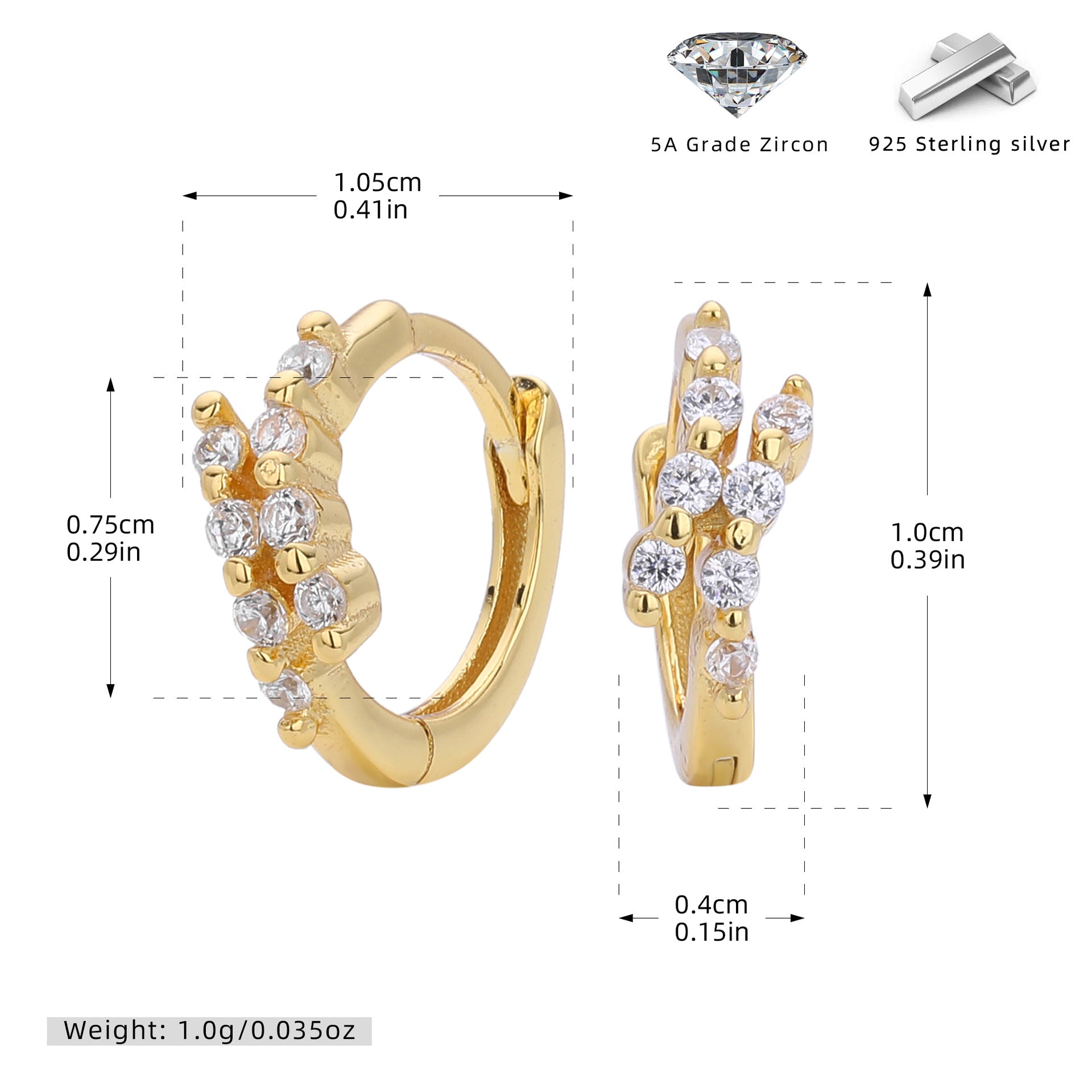 Damen Ohrstecker mit funkelnden Zirkon-Akzenten und hochwertigem 925 Sterling Silber Shop Nory