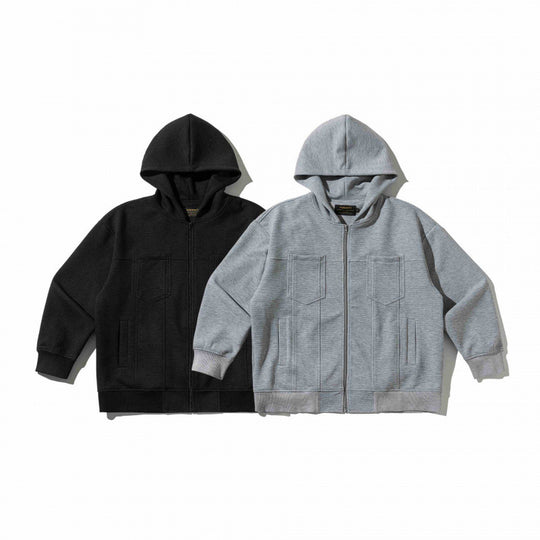 Unisex Oversize Kapuzen‑Zipjacke aus Waffelstrick mit Brust‑ und Eingrifftaschen Shop Nory