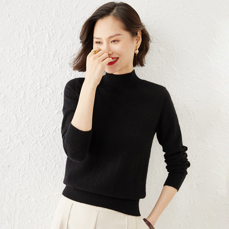Damen Luxuriöser Kaschmir-Feinstrickpullover mit Stehkragen Shop Nory