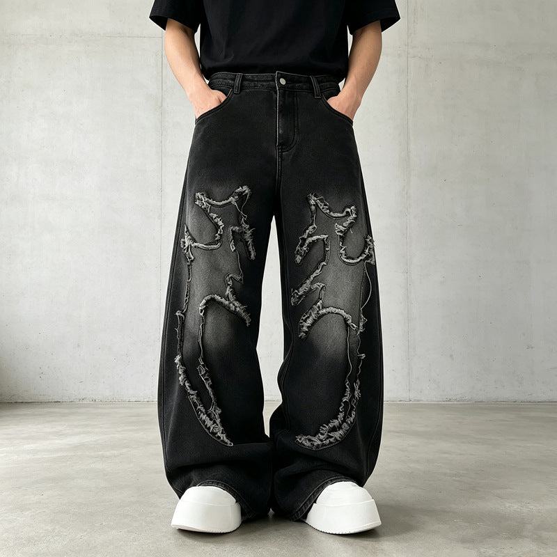Herren Weit geschnittene Destroyed Jeans Shop Nory