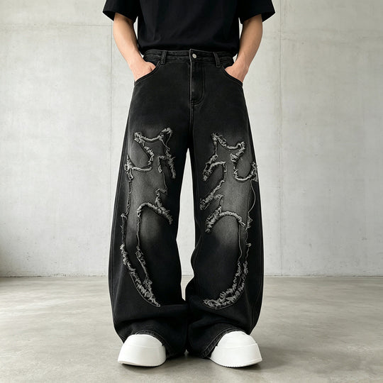 Herren Weit geschnittene Destroyed Jeans Shop Nory