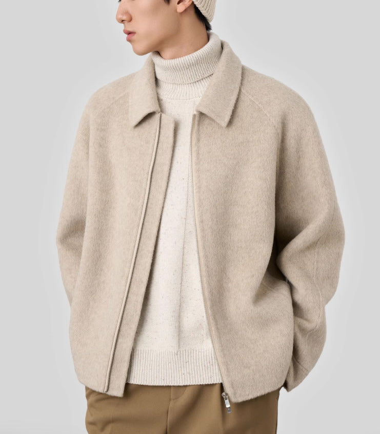 Herren Boxy‑Wollblouson mit verdecktem Zwei‑Wege‑Reißverschluss und Hemdkragen Shop Nory