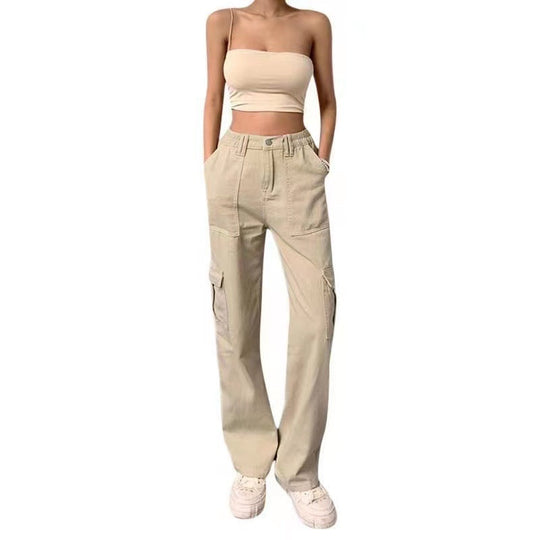Damen Cargo-Hose mit praktischen Seitentaschen und weitem Schnitt