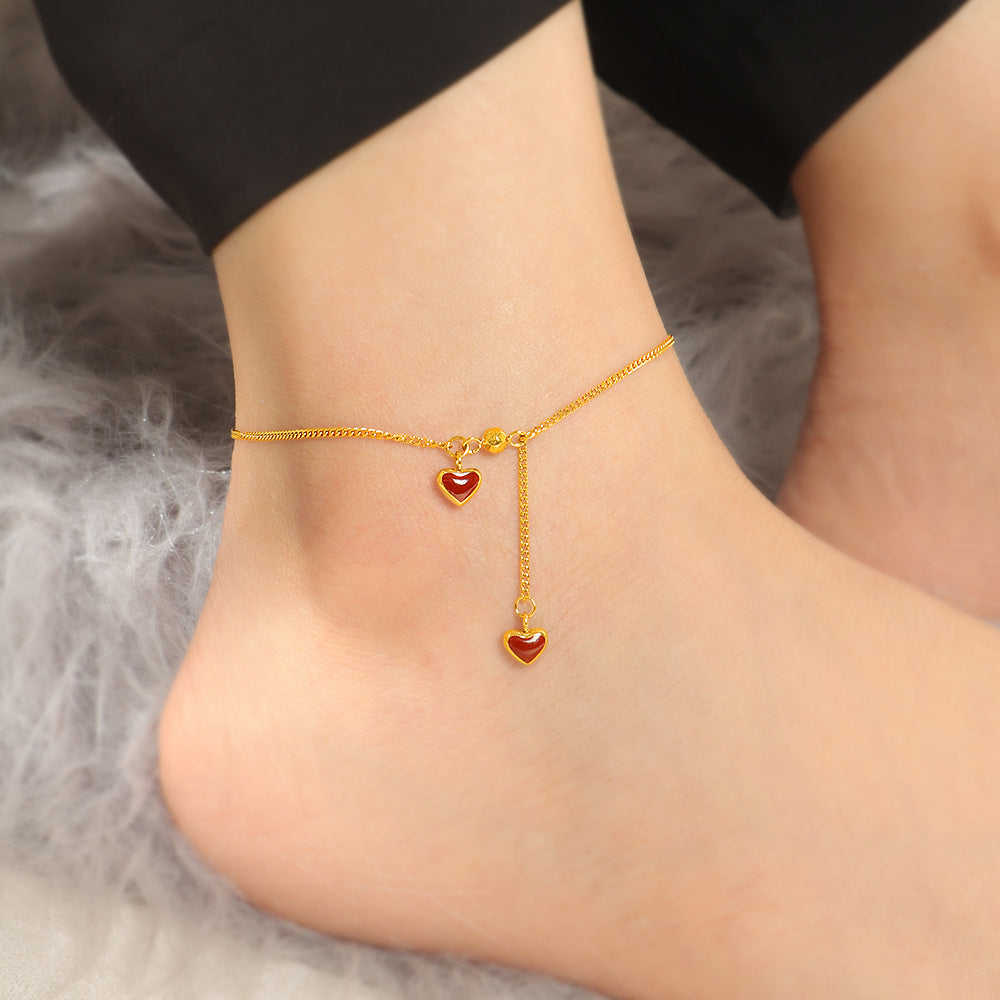 Damen Herz Charm Verstellbares Fußkettchen Shop Nory