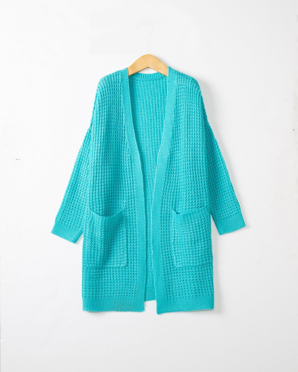 Damen Langer Oversize Strickmantel mit offener Front und aufgesetzten Taschen Shop Nory