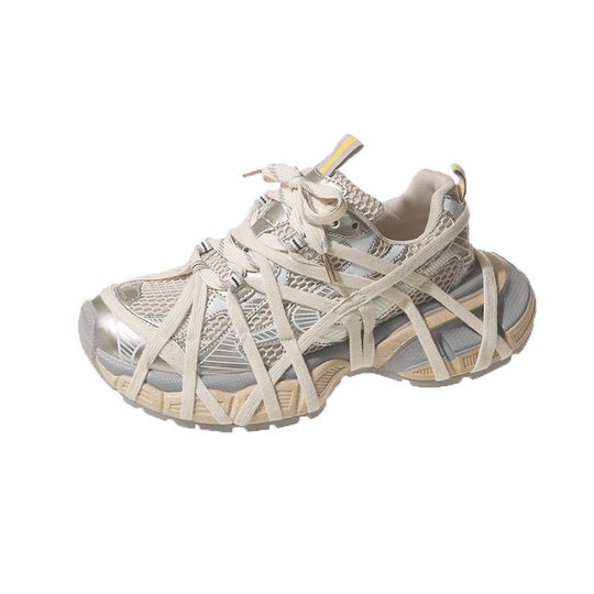 Damen Techno-Chunky-Sneaker mit atmungsaktivem Mesh, stabiler Plattformsohle und dekorativen Wickelriemen Shop Nory