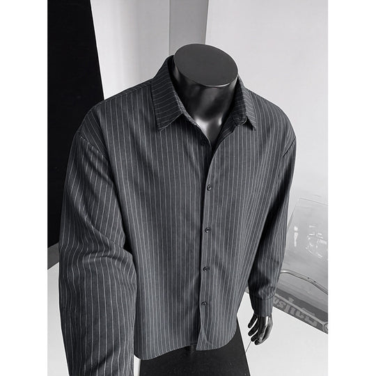 Herren Weites Nadelstreifen-Hemd mit Kentkragen, Overshirt-Schnitt und durchgehender Knopfleiste Shop Nory