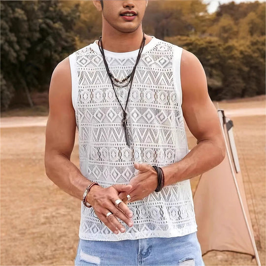 Herren Ärmelloses Netzshirt mit strukturiertem Design