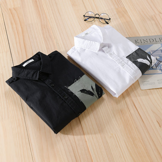 Herren Overshirt-Hemd mit Print-Patch und integriertem T-Shirt Shop Nory