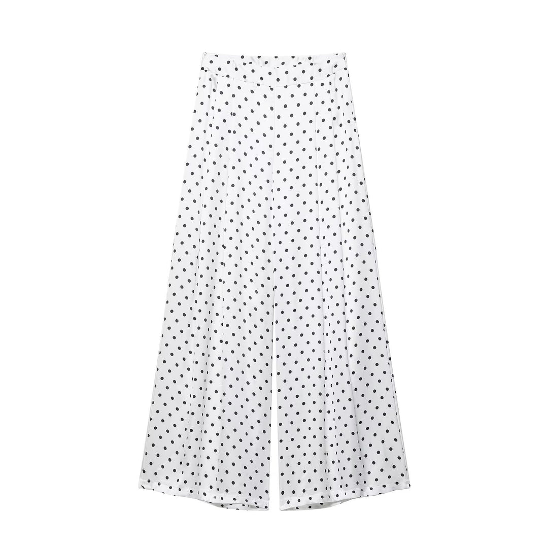 Damen Weite Palazzohose mit hoher Taille, Bein‑Schlitz und Punktmuster Shop Nory