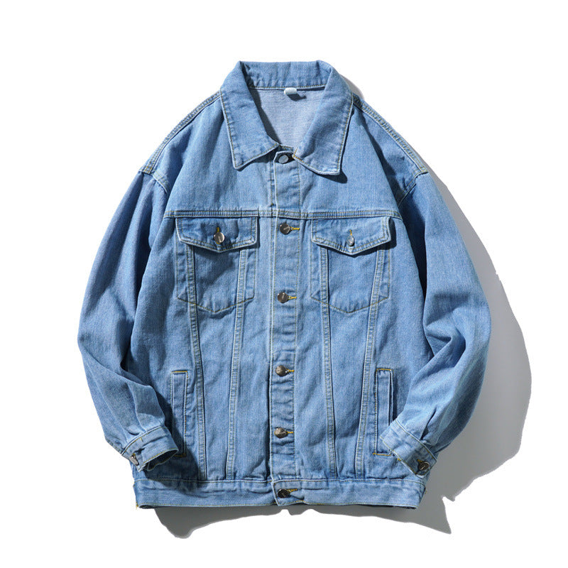Unisex Oversize-Jeansjacke aus robustem Denim mit Druckknopfleiste Shop Nory