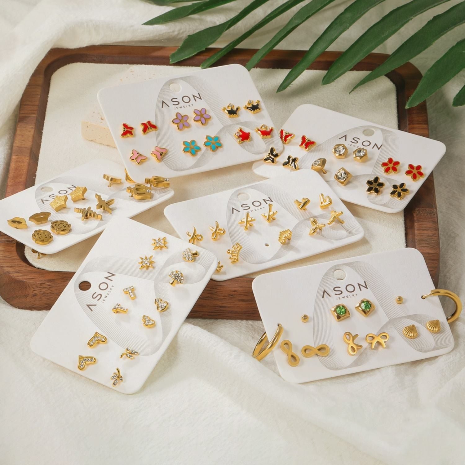 Damen Edelstahl Ohrstecker mit buntem Motiv Shop Nory