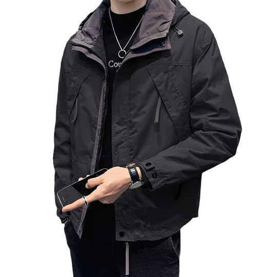 Herren Leichte Funktionsjacke mit Kapuze, wasserabweisender Mikro-Finish und Multifunktions-Taschen Shop Nory