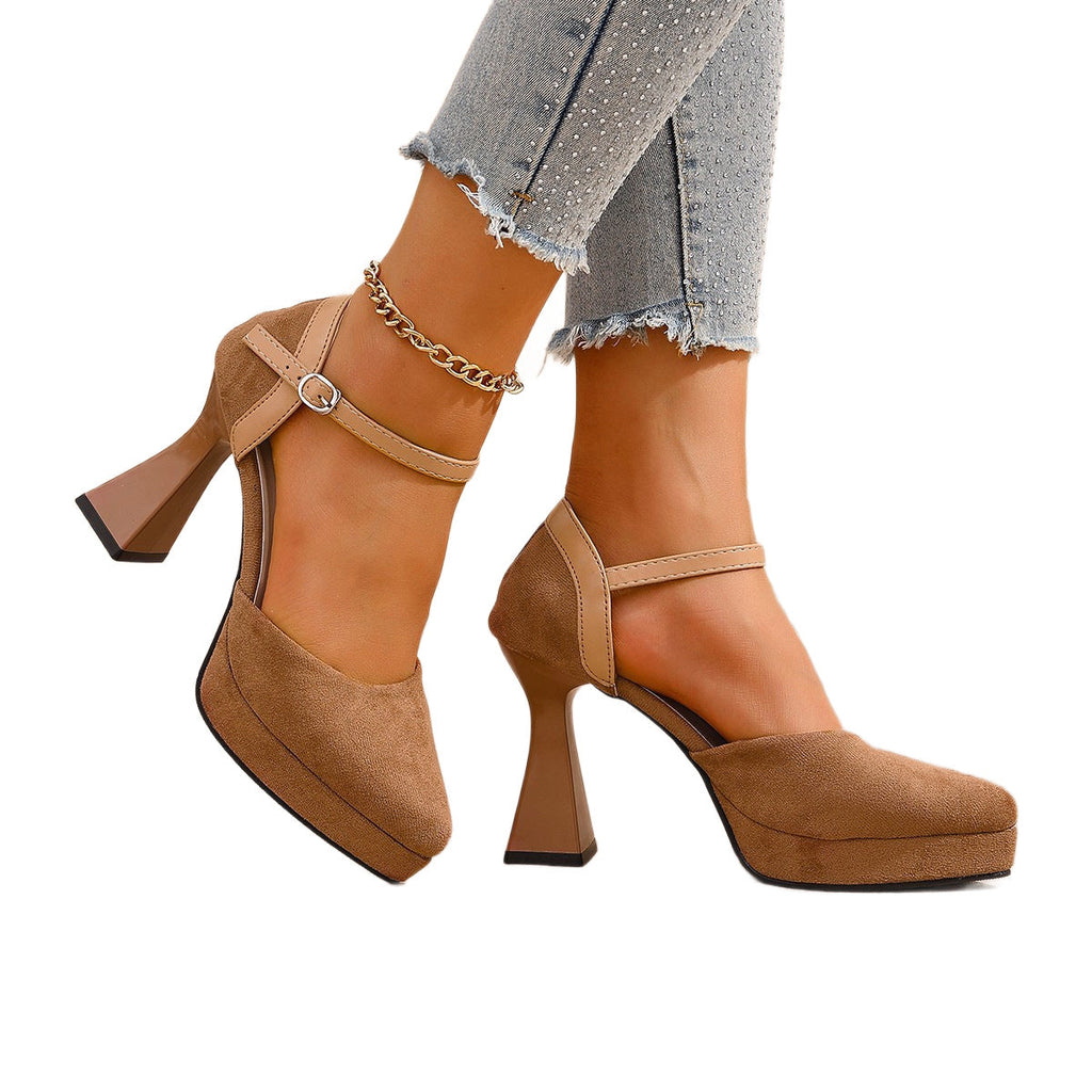 Damen Elegante Plateau-Pumps mit Riemchen