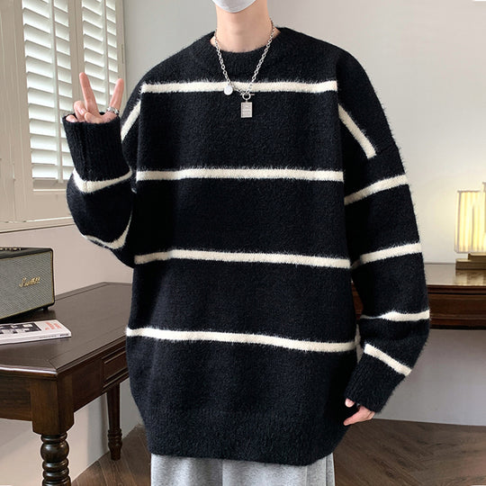 Unisex Oversized Strickpullover mit gestreiftem Design Shop Nory