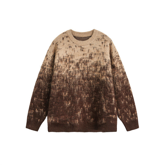 Unisex Oversize Grobstrickpullover mit sanftem Farbverlauf und Rundhalsausschnitt Shop Nory