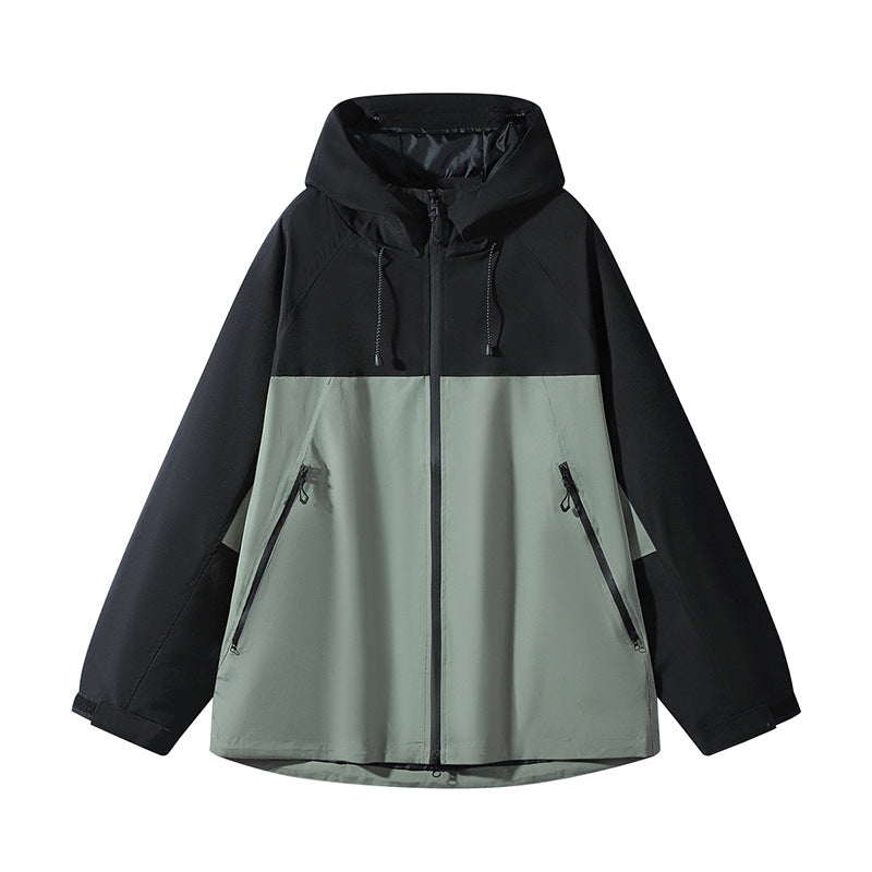 Unisex Wasserabweisende zweifarbige Softshell-Jacke mit Kapuze Shop Nory