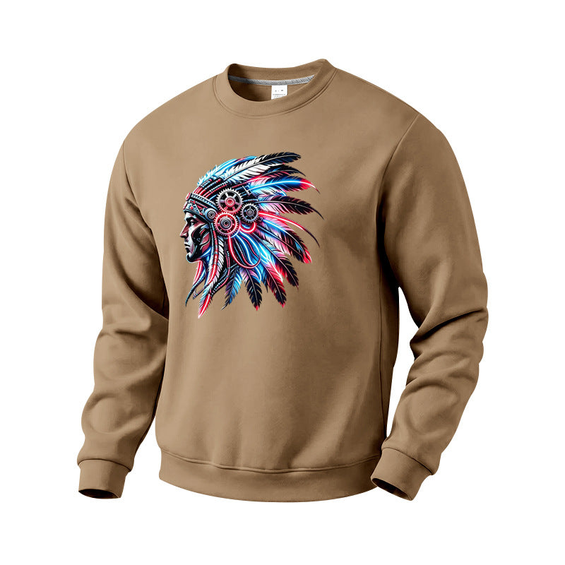 Herren Sweatshirt mit detailreichem Federschmuck-Print Shop Nory