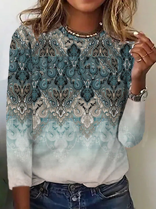 Damen Langärmeliges Oversize-Sweatshirt mit abstraktem Aquarell-Mosaikprint Shop Nory