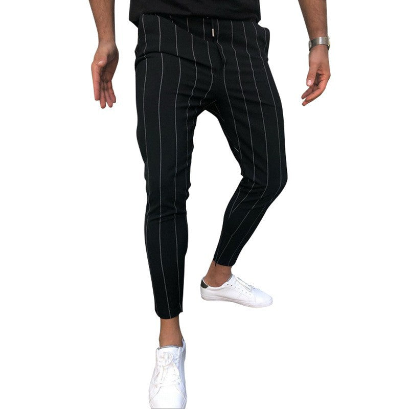 Herren Slim-Fit Cropped Chinohose mit Nadelstreifen und elastischem Bund Shop Nory