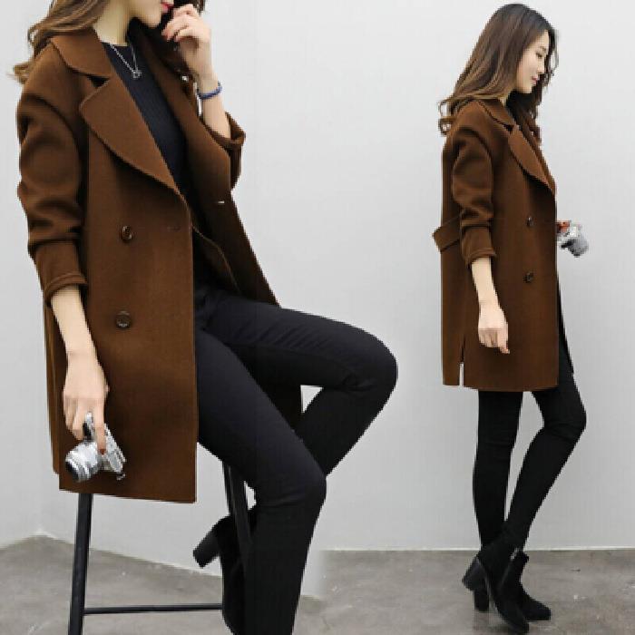 Damen Eleganter Wollmantel mit doppelter Knopfleiste