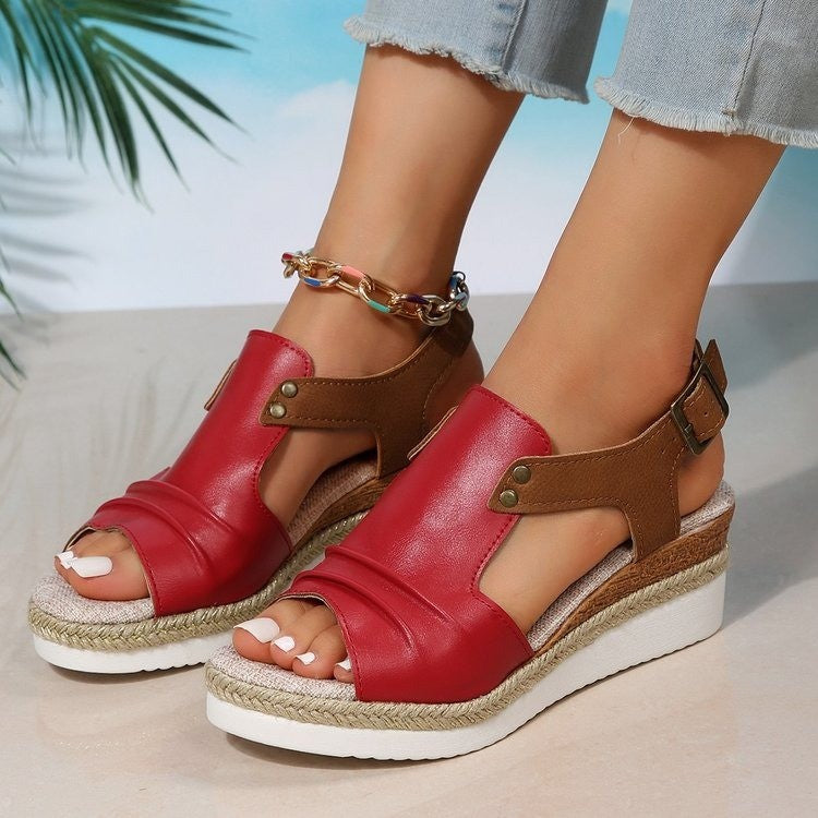 Damen Komfortable Plateau-Sandalen mit Riemen