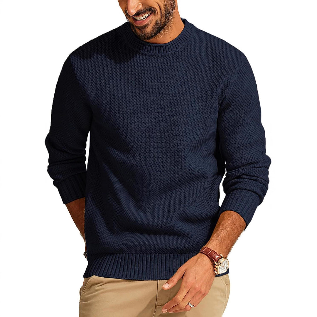 Herren Waffelstrick-Pullover mit Rundhalsausschnitt Shop Nory