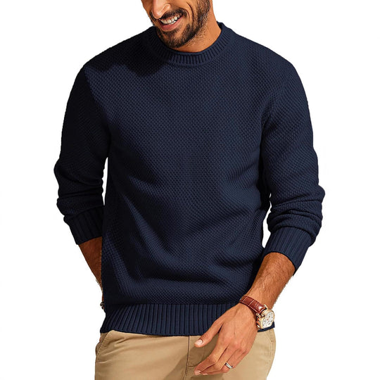 Herren Waffelstrick-Pullover mit Rundhalsausschnitt Shop Nory