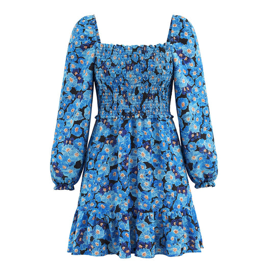 Damen Kurzkleid mit Carmen-Ausschnitt, Smokoberteil und Volantrock Shop Nory