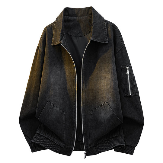 Herren Oversize Jeans‑Bomberjacke mit Used‑Waschung und Reißverschluss‑Ärmeltasche Shop Nory