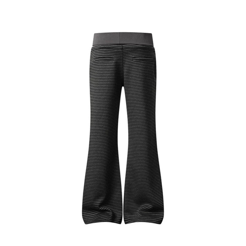 Damen Weite Flared-Loungehose mit hohem Komfortbund, Kordelzug und feiner Streifenstruktur Shop Nory