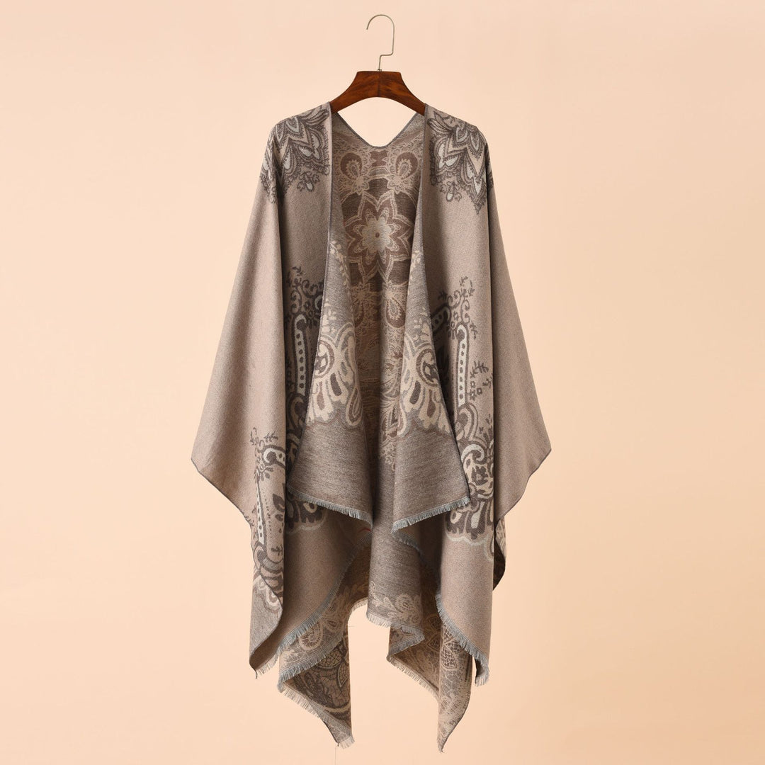 Damen Leichter Jacquard-Überwurf mit kaschmirähnlichem Griff und Fransensaum Shop Nory