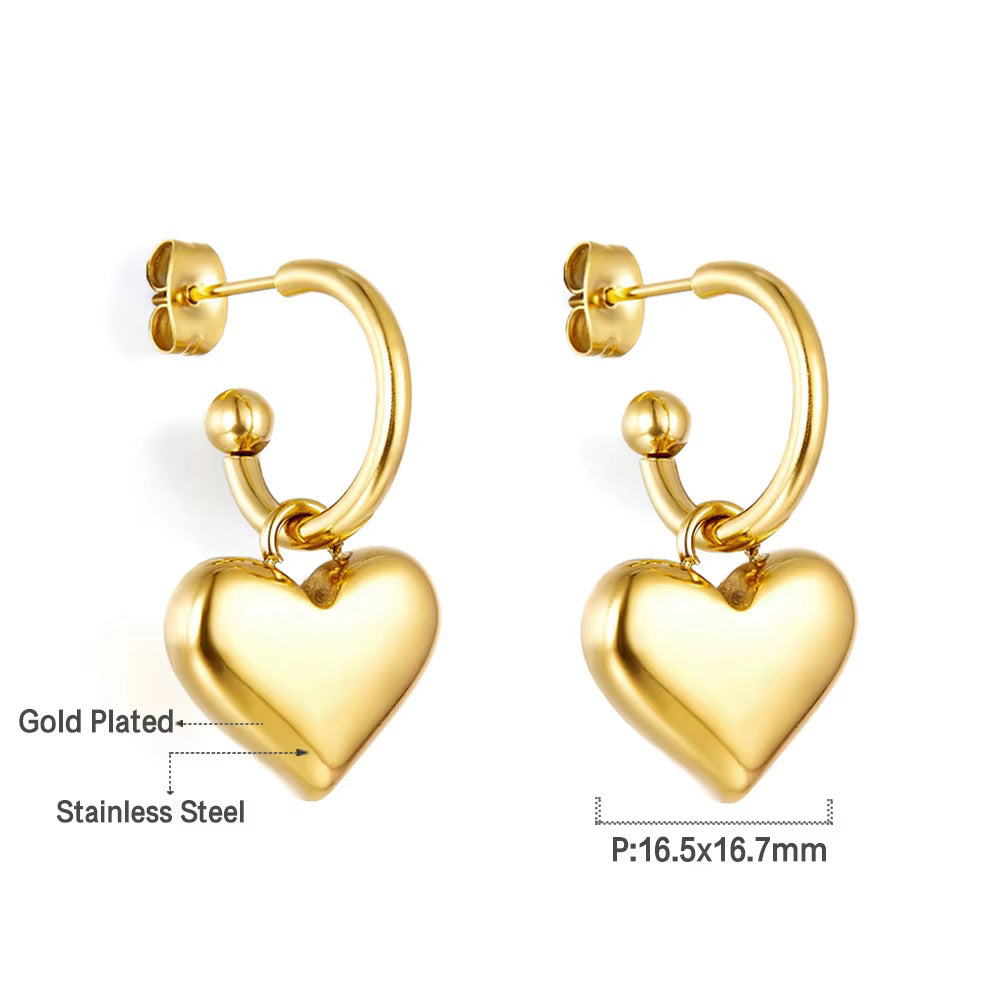 Damen Herzförmige Edelstahl Ohrstecker Shop Nory 1783008980