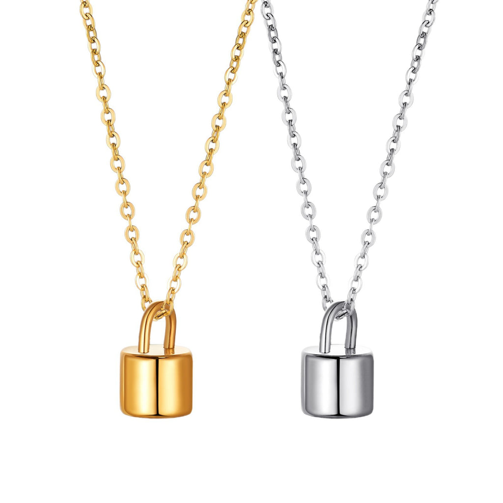 Damen Halskette mit glänzendem Schlossanhänger aus hochwertigem Edelstahl Shop Nory