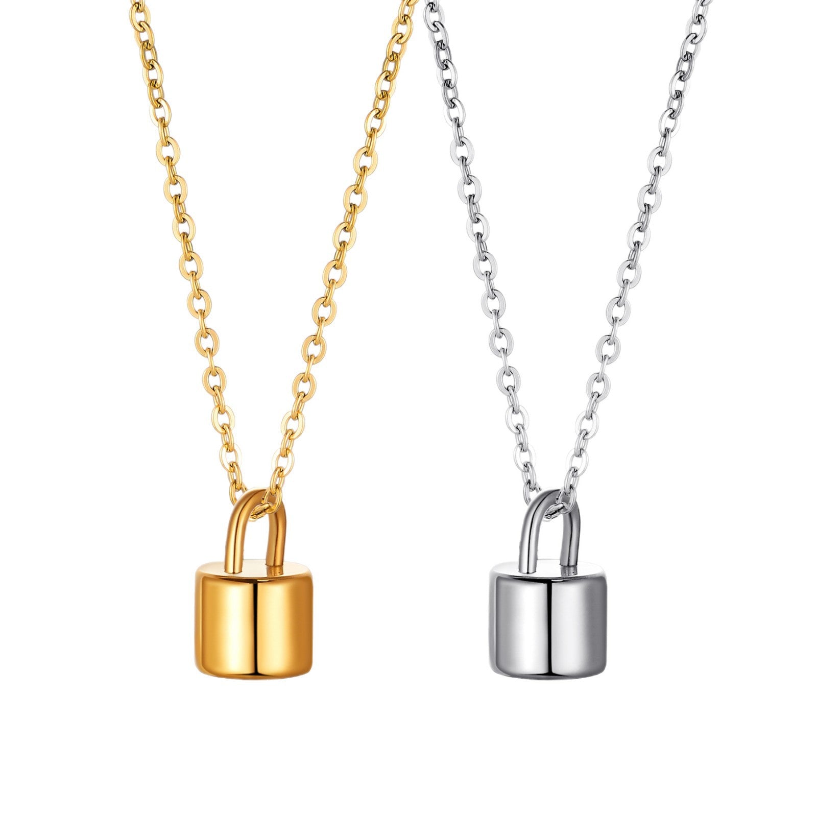Damen Halskette mit glänzendem Schlossanhänger aus hochwertigem Edelstahl Shop Nory