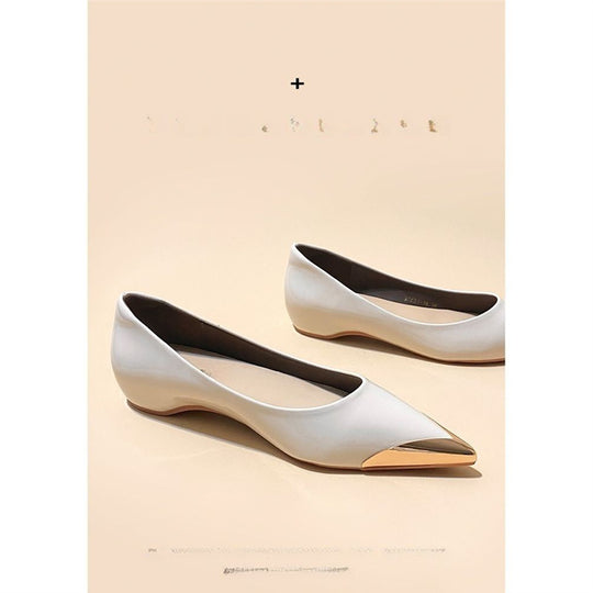 Damen spitz zulaufende flache Ballerina mit Leopardenmuster und Metallkappe Shop Nory